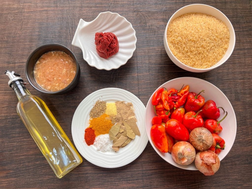 bahan bahan Jollof Rice nigeria