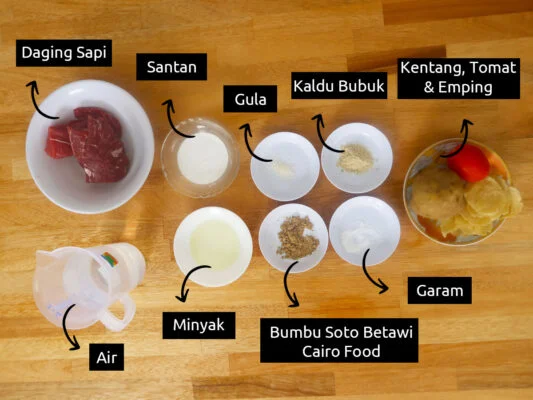 bahan bahan soto betawi