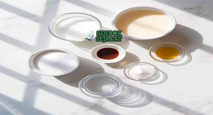 Bahan resep Australian flat white panna cotta dengan kopi dan krim.