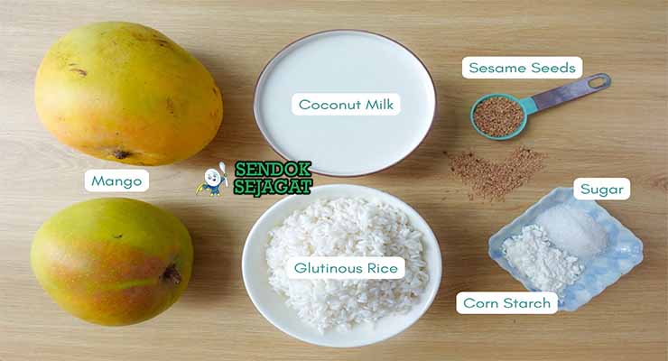 bahan bahan membuat Mango Sticky Rice khas thailand