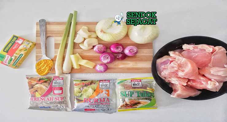 Bahan resep soto Medan dengan santan dan rempah.
