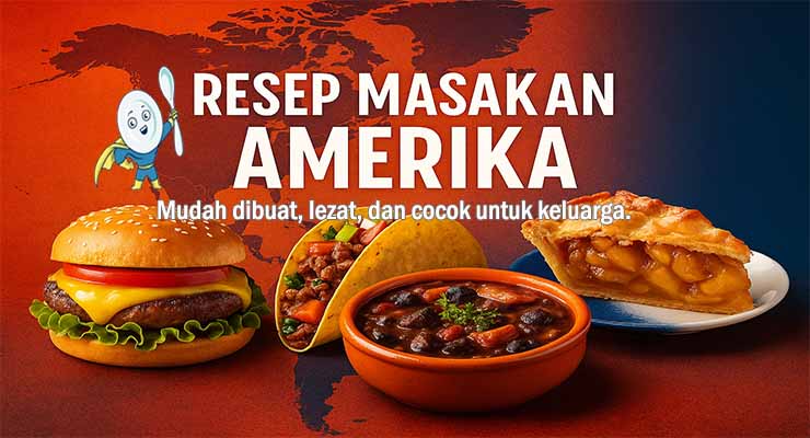 Resep masakan khas benua Amerika seperti burger, taco, dan feijoada
