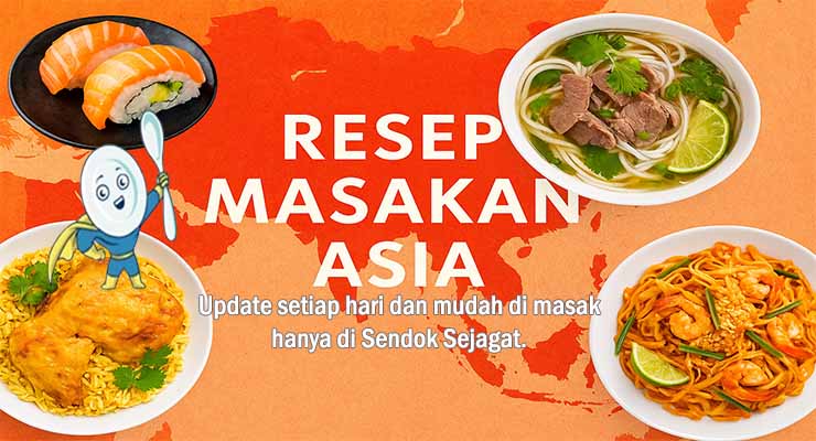 Masakan khas Asia otentik dari berbagai negara seperti Jepang, Korea, India, dan Thailand