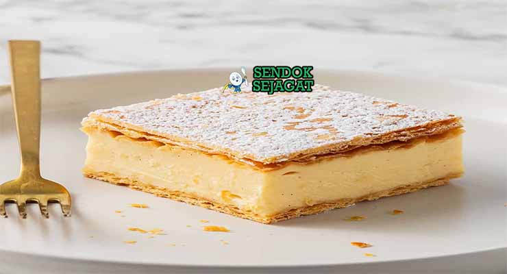 Australian Vanilla Slice manis dari Sendok Sejagat dengan krim vanila.