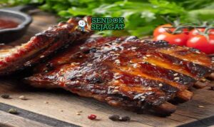 Iga Bakar Kecap khas Makassar dari Sendok Sejagat dengan bumbu smoky.