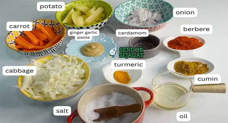Bahan Atakilt Wat dengan Wortel dan Berbere.