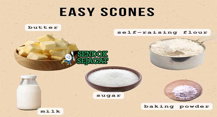 Bahan resep Saltbush Scones dengan tepung dan saltbush.