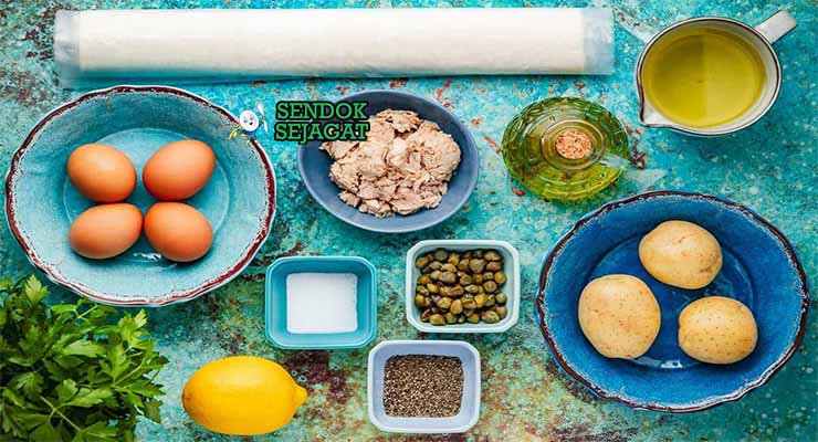 Bahan Segar Brik dengan Tuna dan Malsouka.
