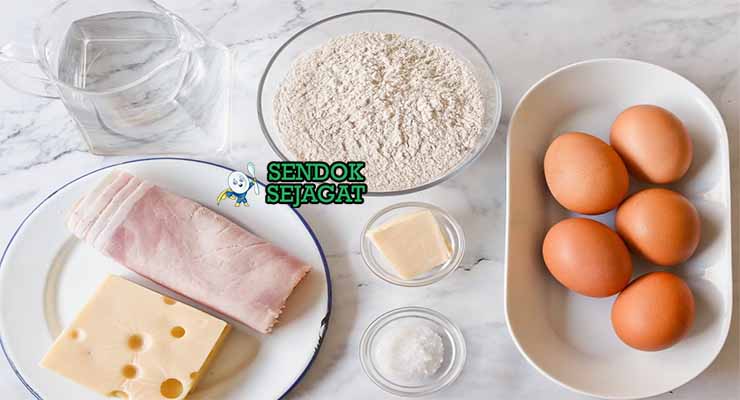 Bahan Galette Bretonne dengan tepung soba dan telur.