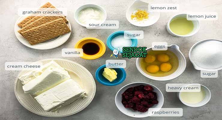 Bahan Lemon Myrtle Cheesecake dengan Krim Keju.