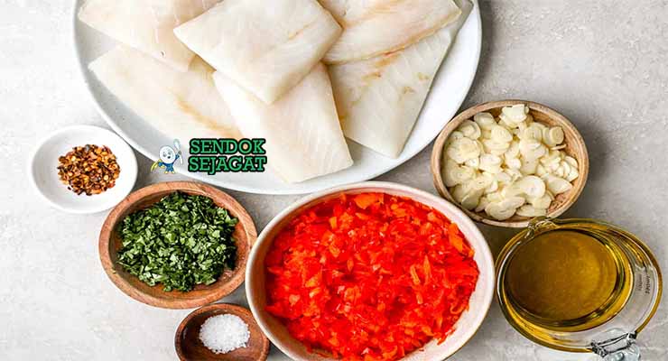 Bahan Moroccan Chermoula Fish dengan Ketumbar dan Paprika.