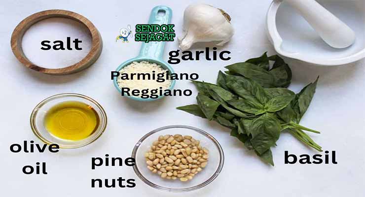Bahan Italian Pesto alla Genovese dengan Kemangi.