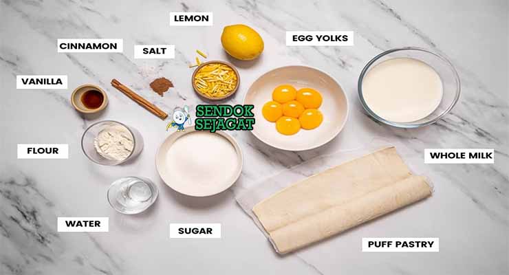 Bahan Portuguese Custard Tart dengan Kustar Vanila.