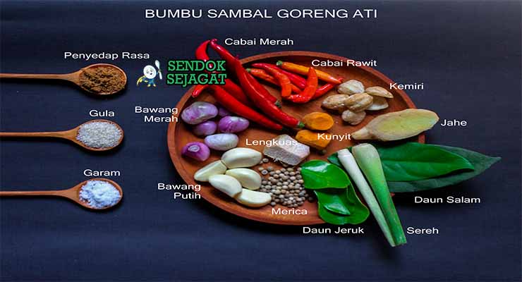 Bahan resep Sambal Goreng Ati dengan kentang dan sambal.