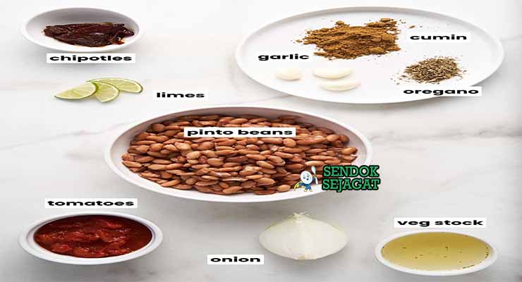 Bahan Segar Sopa de Frijoles dengan Kacang dan Cumin.
