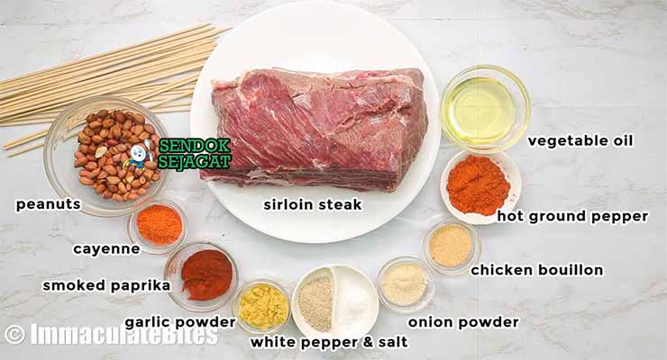 Bahan Suya dengan Daging dan Kacang.