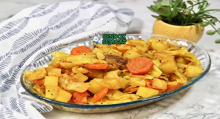 Atakilt Wat Ethiopia dengan Injera dan Ketumbar.