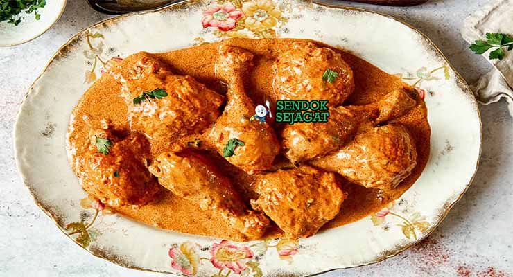 Chicken Paprikash Hongaria dengan saus krim paprika dan nokedli