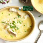 New England Fish Chowder Sendok Sejagat dengan ikan cod.