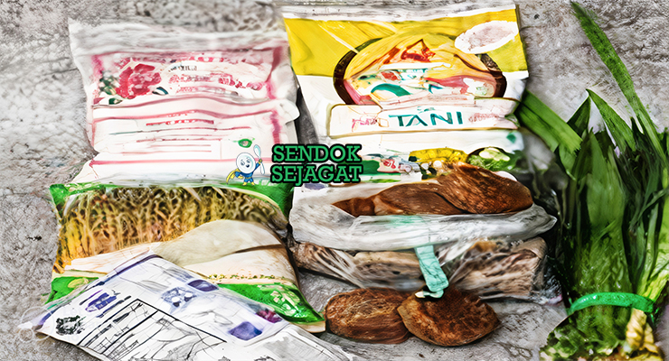 Bahan-bahan untuk Es Cendol, termasuk tepung hunkwe dan gula merah