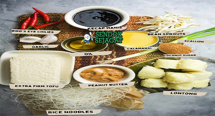 Bahan-bahan untuk Ketoprak Jakarta, termasuk tahu dan kacang tanah