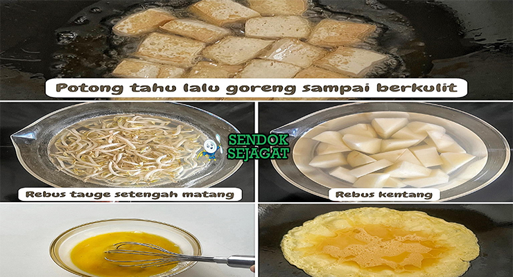 Bahan-bahan untuk Tahu Tek Surabaya, termasuk tahu dan petis udang