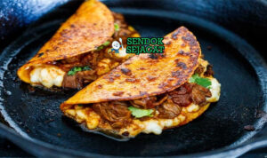Mexican Birria Tacos dengan consomé dan ketumbar