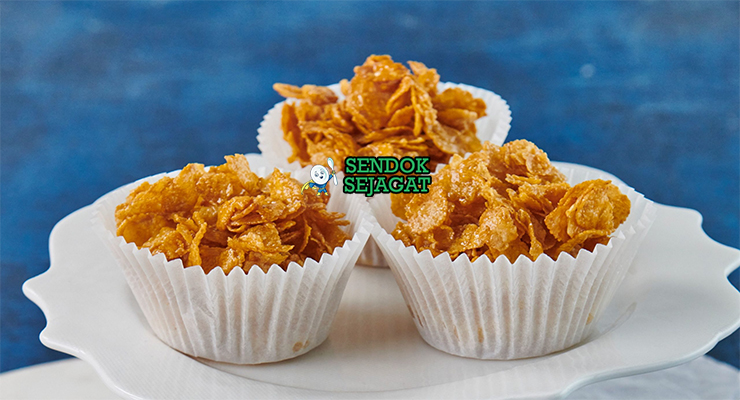 Australian Honey Joys dalam cup kertas dengan cornflakes renyah