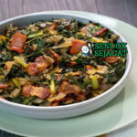 Liberian Collard Greens dengan daging sapi dan nasi putih