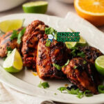 Mexican Pollo Asado dengan tortilla, salsa, dan guacamole