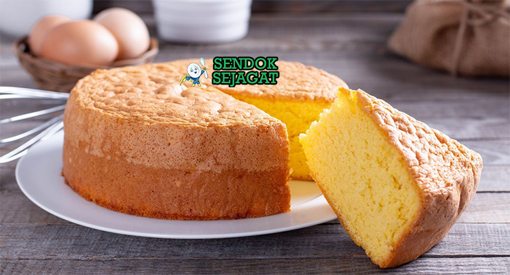 Portuguese Pão de Ló dengan taburan gula bubuk