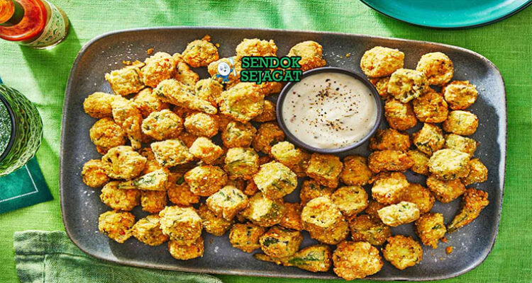 Southern Fried Okra Amerika dengan tepung jagung dan saus ranch