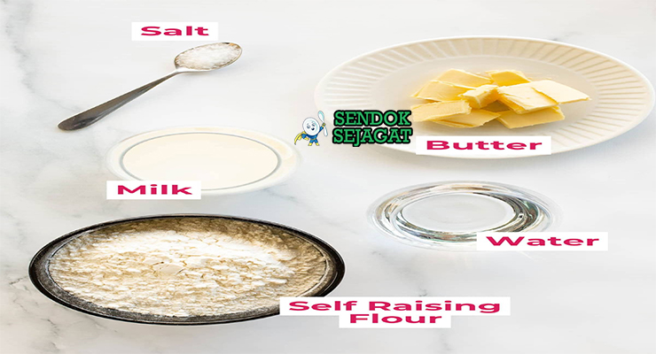 Bahan-bahan untuk Damper, termasuk tepung dan golden syrup