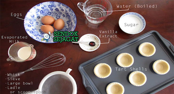 Bahan-bahan untuk Dan Tat, termasuk telur dan mentega