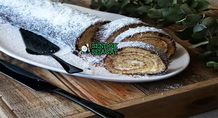 Lamington Roll dengan lapisan spons dan salutan kelapa