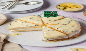 Passionfruit Sponge Cake dengan krim dan icing markisa