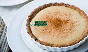 South African Milk Tart dengan custard susu dan taburan kayu manis