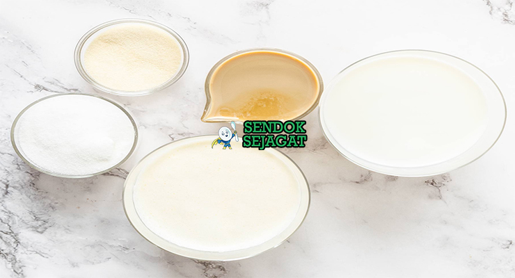 Bahan-bahan untuk Amarula Panna Cotta, termasuk krim dan liqueur
