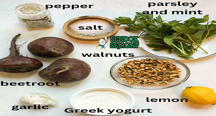 Bahan-bahan untuk Beetroot Salad, termasuk bit segar dan feta