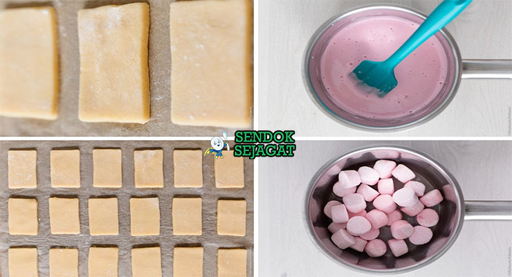 Bahan-bahan untuk Iced VoVo, termasuk tepung dan selai stroberi