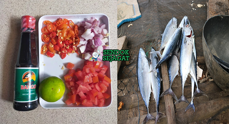 Bahan-bahan untuk Sambal Colo-Colo, termasuk cabai dan ikan segar