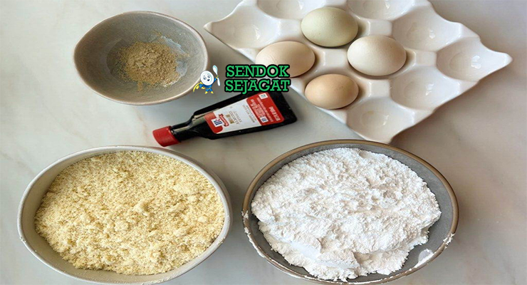Bahan-bahan untuk Kransekake, termasuk tepung almond dan gula