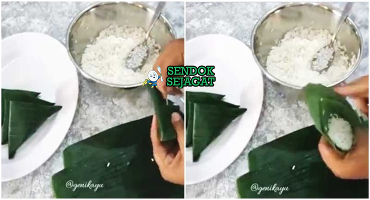 Bahan-bahan untuk Kue Lupis, termasuk beras ketan dan gula merah