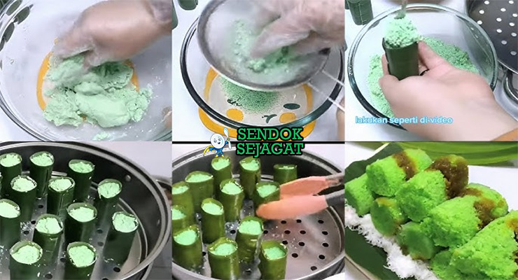 Bahan-bahan untuk Kue Putu, termasuk tepung beras dan gula merah