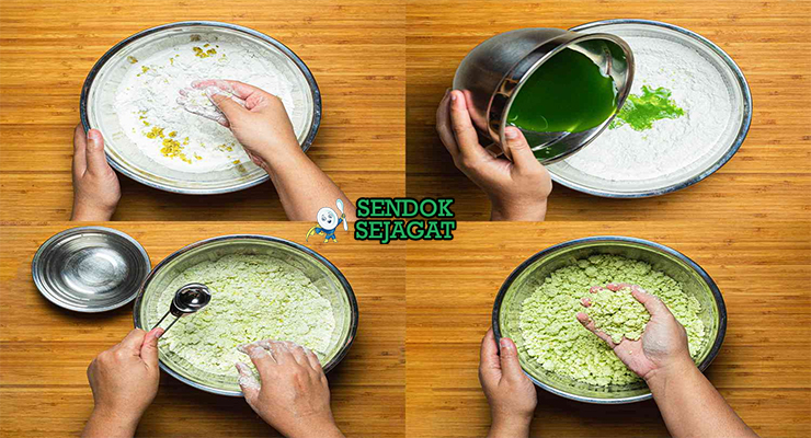 Bahan-bahan untuk Ondeh-Ondeh, termasuk tepung ketan dan gula merah