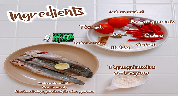 Bahan-bahan untuk Pecel Lele, termasuk ikan lele dan cabai