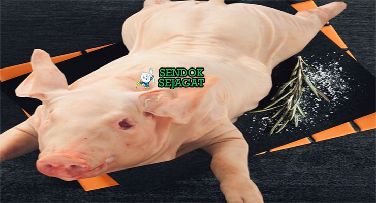 Bahan-bahan untuk Spanferkel, termasuk babi muda dan bir