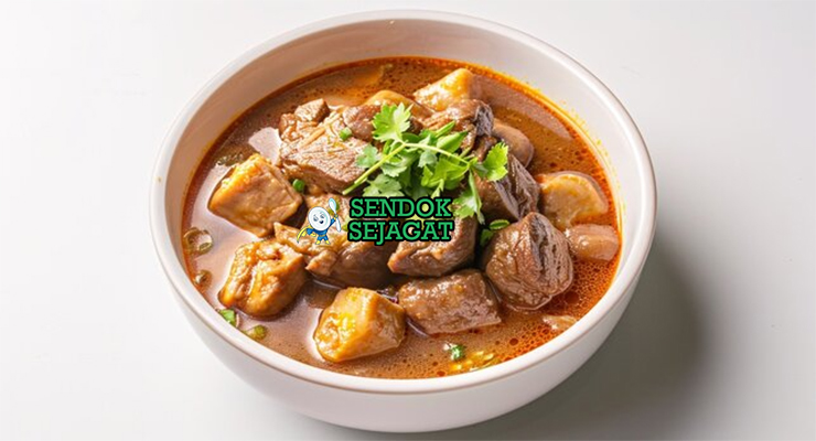 Gaeng Hung Lay Kari Babi Khas Thailand Gaeng Hung Lay kari babi kental dengan nasi ketan di piring saji