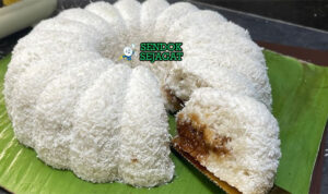 Kue Awuk-Awuk Kelapa Gula Merah Khas Indonesia Kue Awuk-Awuk kelapa gula merah potong kotak di piring saji