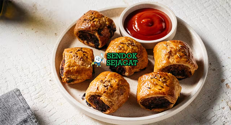 Pork and Fennel Sausage Roll Renyah Khas Australia Pork and Fennel Sausage Roll dengan pastry renyah di piring saji